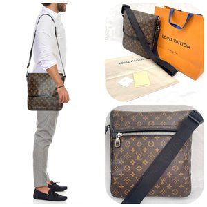 New Auc Louis Vuitton Monogram Macassar Canvas Bass MM Messenger/crossbody Bag